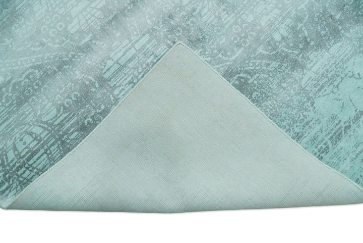 Handmade 6x9 Floral Blue Turquois Blended Wool and Bamboo Silk Area Rug | QT1 - The Rug Decor