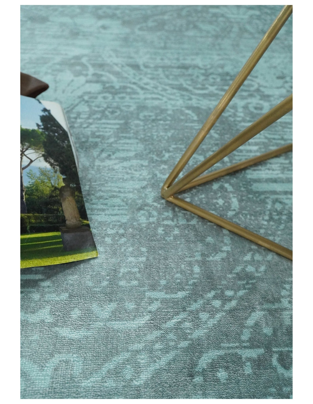 Handmade 6x9 Floral Blue Turquois Blended Wool and Bamboo Silk Area Rug | QT1 - The Rug Decor