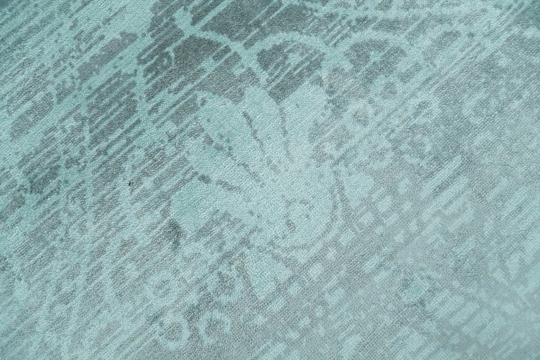 Handmade 6x9 Floral Blue Turquois Blended Wool and Bamboo Silk Area Rug | QT1 - The Rug Decor