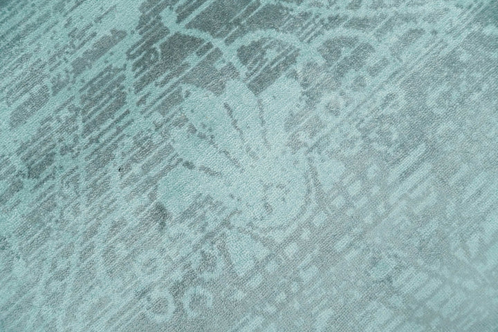 Handmade 6x9 Floral Blue Turquois Blended Wool and Bamboo Silk Area Rug | QT1 - The Rug Decor