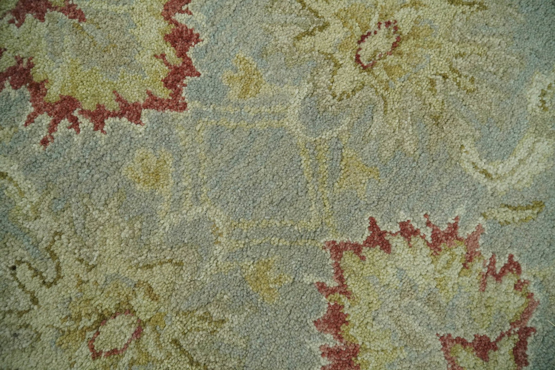 Handmade 8x10 Beige and Blue made with fine wool Area Rug | TRDCP125810 - The Rug Decor