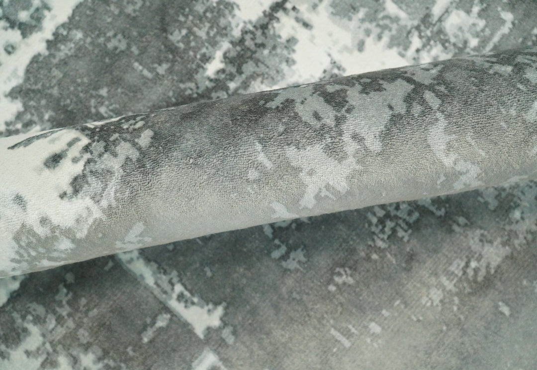 Handmade 8x10 Ivory and Charcoal Blended Wool and Bamboo Silk Area Rug | QT21 - The Rug Decor