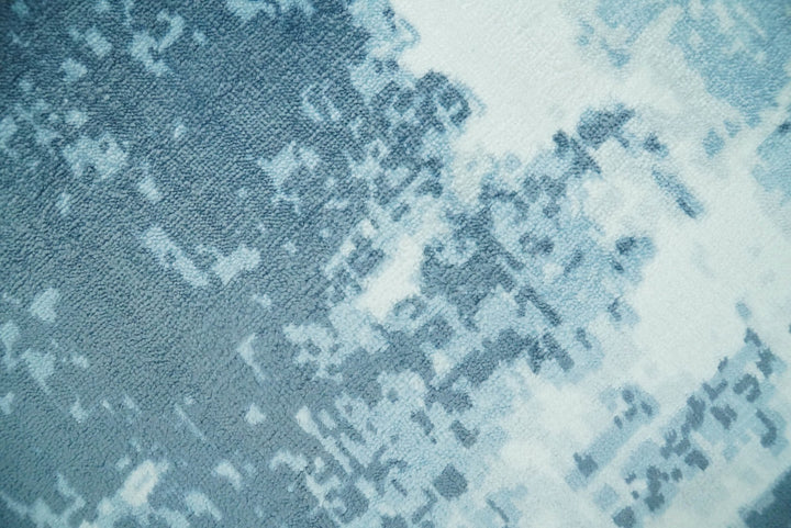 Handmade 9x12 and 10x14 White and Blue Blended Wool and Bamboo Silk Area Rug | QT14 - The Rug Decor
