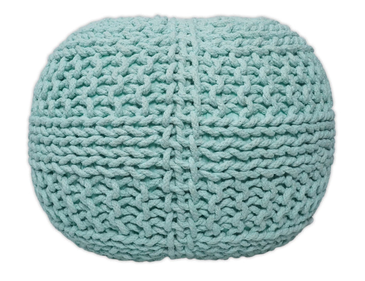 Handmade Aqua Macrame Pouf Ottoman - Footstool, Chair or Footrest | TRD113 - The Rug Decor