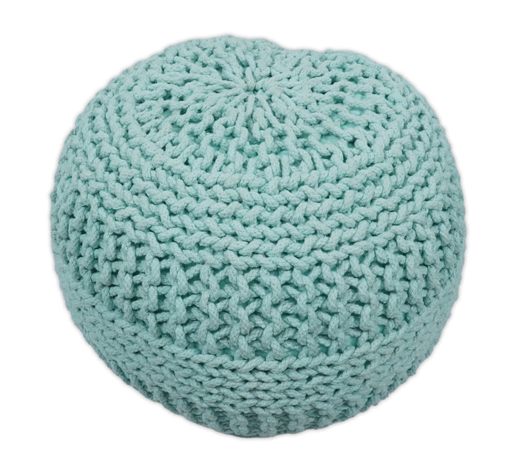 Handmade Aqua Macrame Pouf Ottoman - Footstool, Chair or Footrest | TRD113 - The Rug Decor