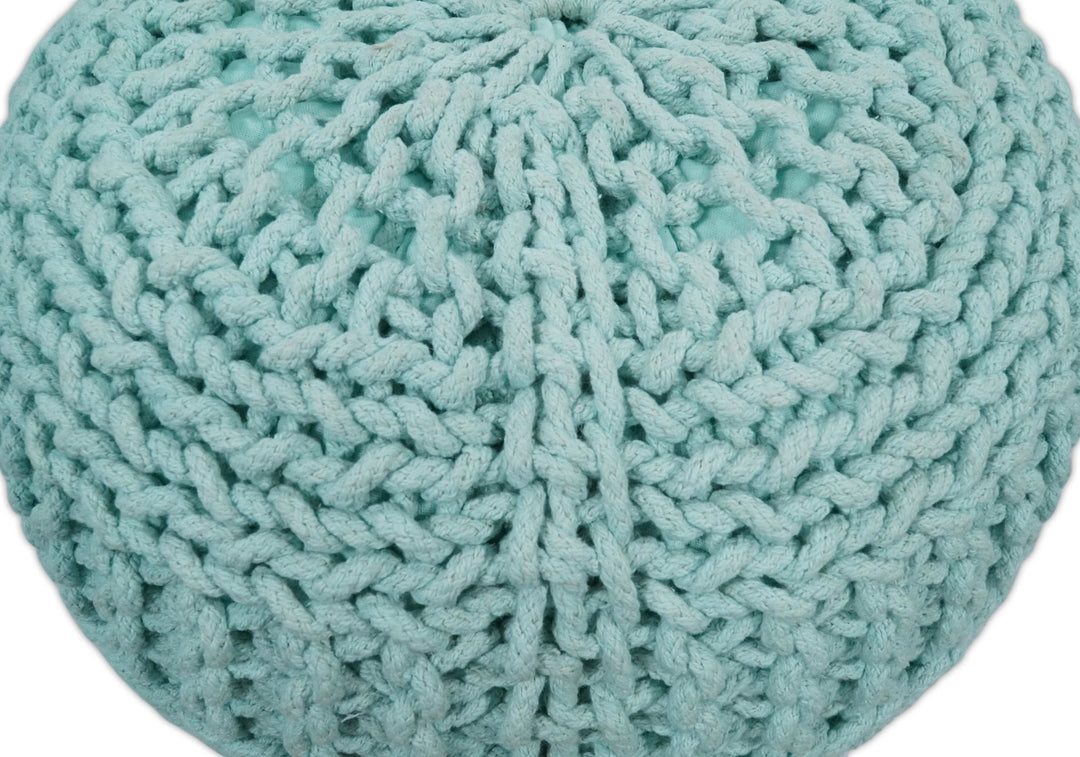 Handmade Aqua Macrame Pouf Ottoman - Footstool, Chair or Footrest | TRD113 - The Rug Decor