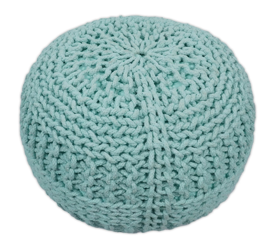 Handmade Aqua Macrame Pouf Ottoman - Footstool, Chair or Footrest | TRD113 - The Rug Decor