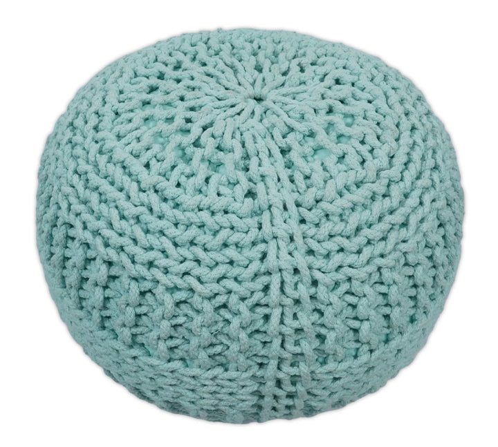 Handmade Aqua Macrame Pouf Ottoman - Footstool, Chair or Footrest | TRD113 - The Rug Decor