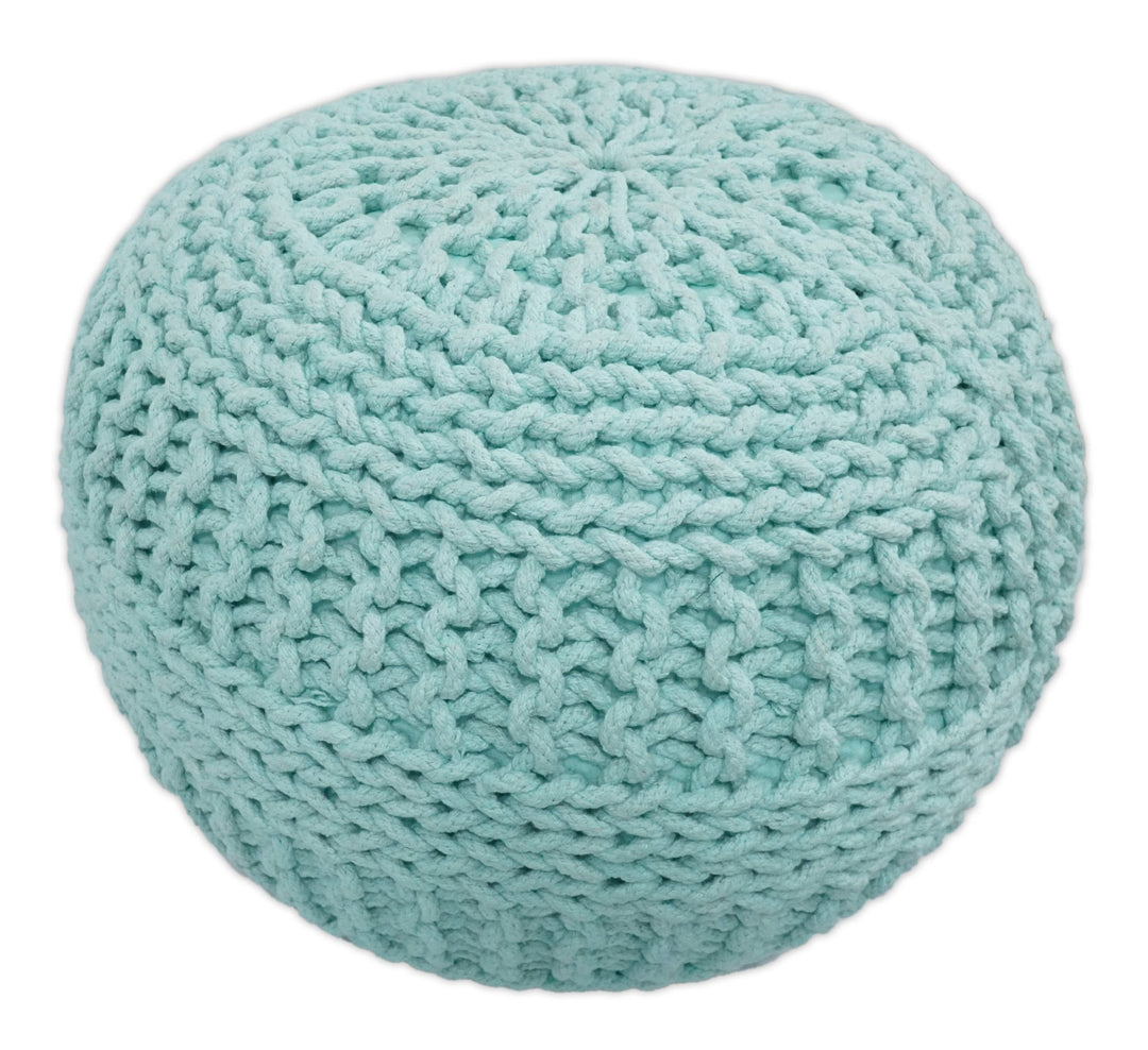 Handmade Aqua Macrame Pouf Ottoman - Footstool, Chair or Footrest | TRD113 - The Rug Decor