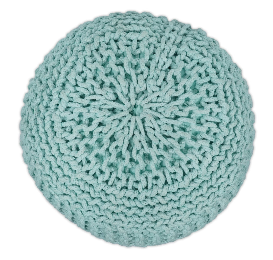 Handmade Aqua Macrame Pouf Ottoman - Footstool, Chair or Footrest | TRD113 - The Rug Decor