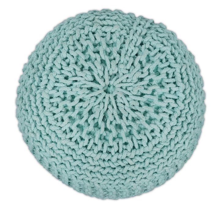 Handmade Aqua Macrame Pouf Ottoman - Footstool, Chair or Footrest | TRD113 - The Rug Decor