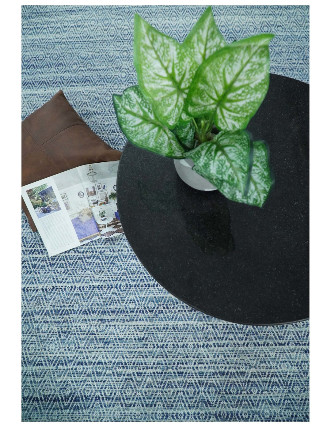 Handmade Boho 5x8 and 8x10 Ivory and Blue Wool Blend Dhurrie Rug | VIK3 - The Rug Decor