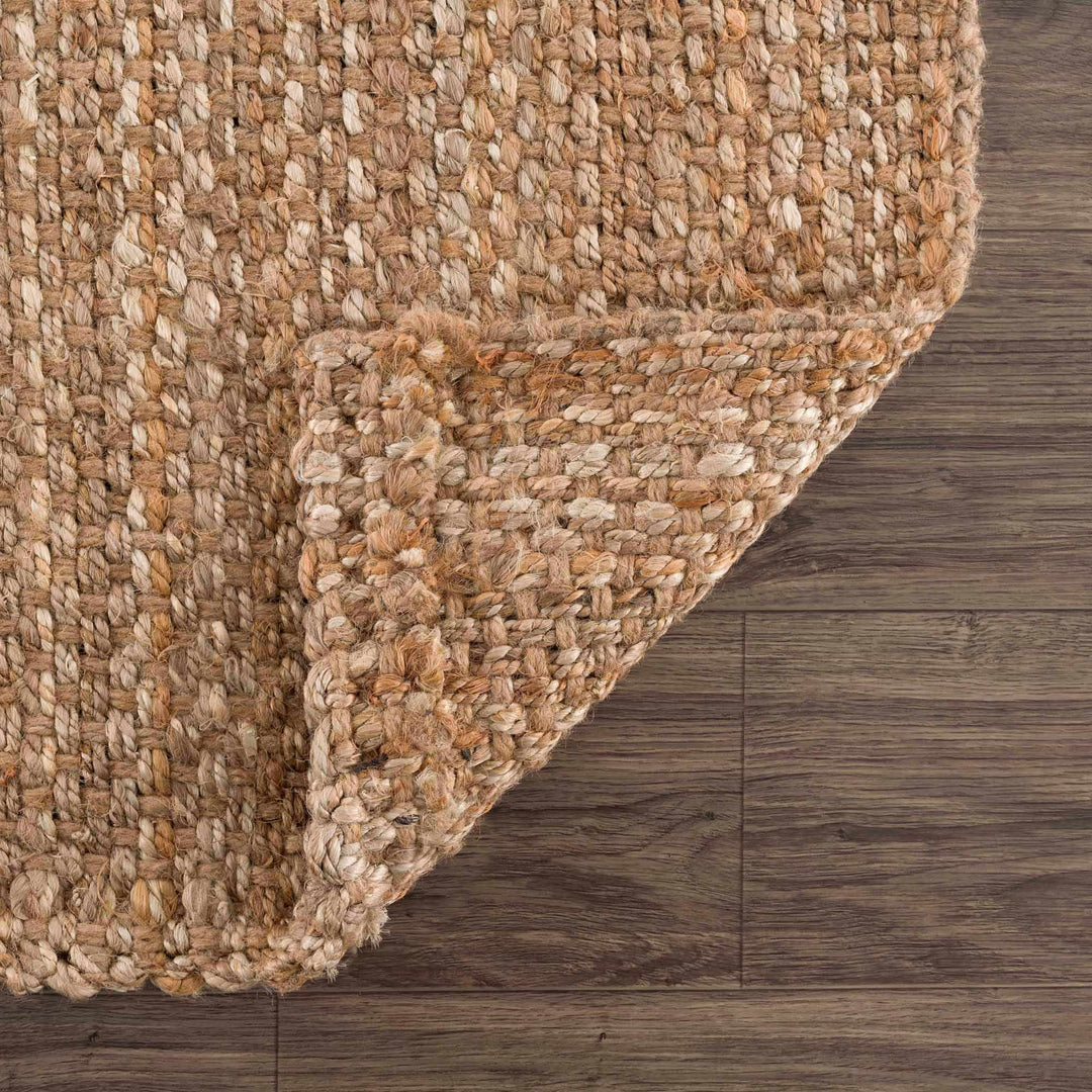 Handwoven tan Contemporary Solid Natural fiber jute area rug - The Rug Decor