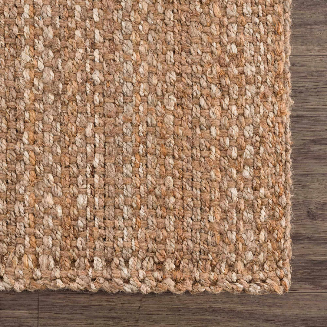 Handwoven tan Contemporary Solid Natural fiber jute area rug - The Rug Decor
