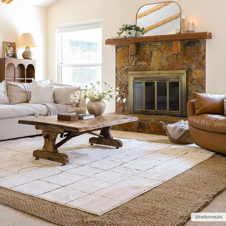 Handwoven tan Contemporary Solid Natural fiber jute area rug - The Rug Decor
