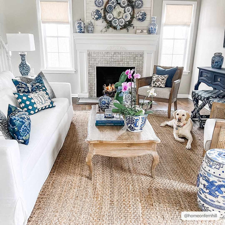 Handwoven tan Contemporary Solid Natural fiber jute area rug - The Rug Decor