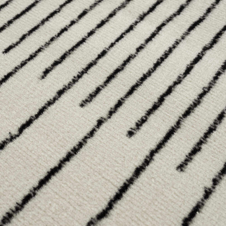 Ivory and Black Modern Geometrical Stripes Design Contemporary Multi Size Area Rug - The Rug Decor