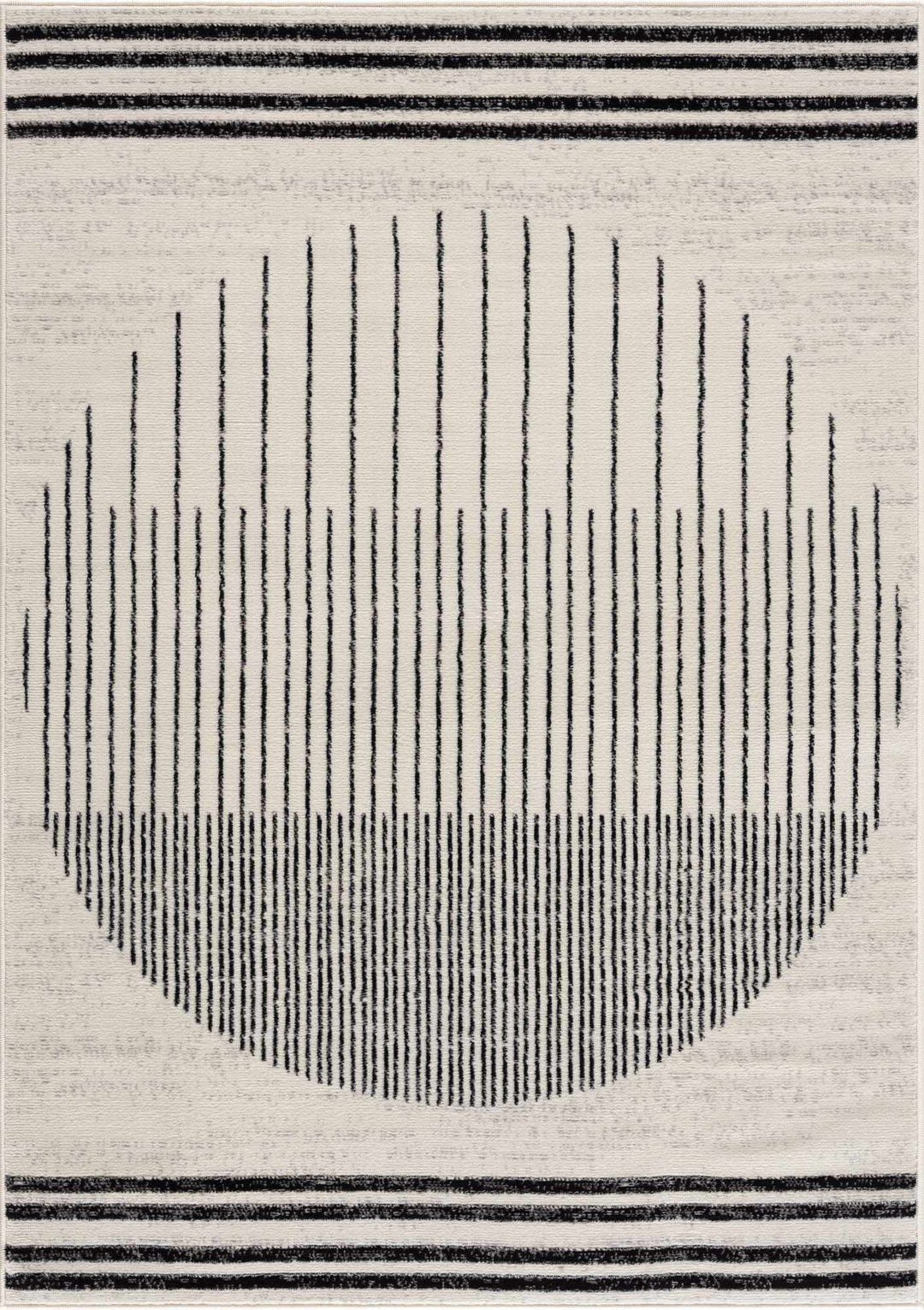 Ivory and Black Modern Geometrical Stripes Design Contemporary Multi Size Area Rug - The Rug Decor