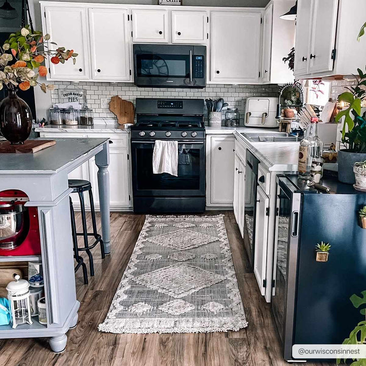 Ivory and Brown Cable Knit design Geometrical Carved Texture Area Rug - The Rug Decor