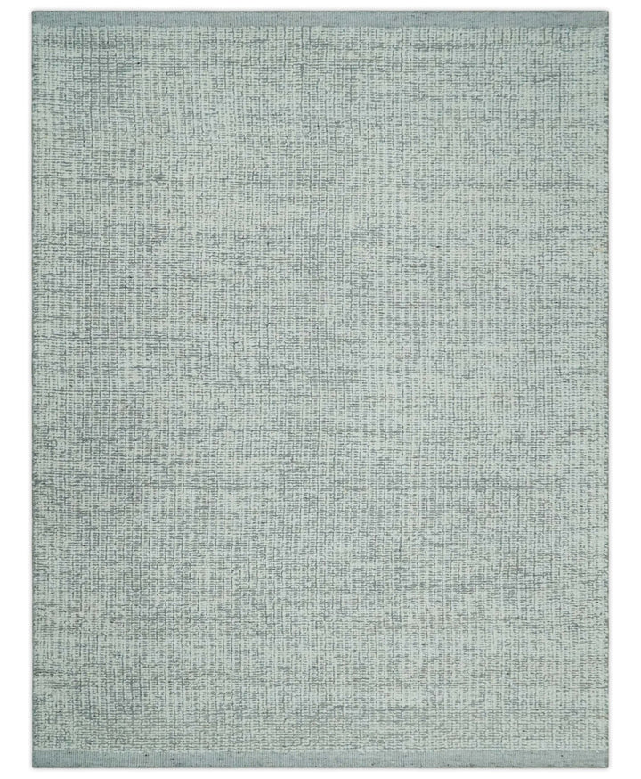 Ivory and Charcoal Traditional Abstract Hand Knotted 8x10 Wool Area Rug - The Rug Decor