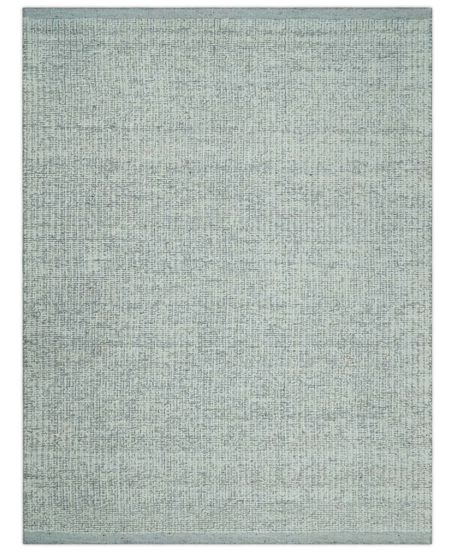 Ivory and Charcoal Traditional Abstract Hand Knotted 8x10 Wool Area Rug - The Rug Decor