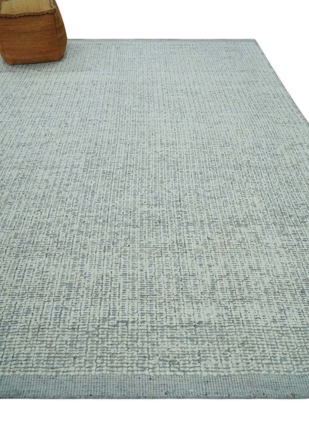 Ivory and Charcoal Traditional Abstract Hand Knotted 8x10 Wool Area Rug - The Rug Decor