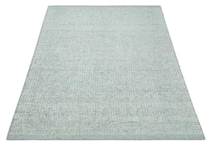 Ivory and Charcoal Traditional Abstract Hand Knotted 8x10 Wool Area Rug - The Rug Decor