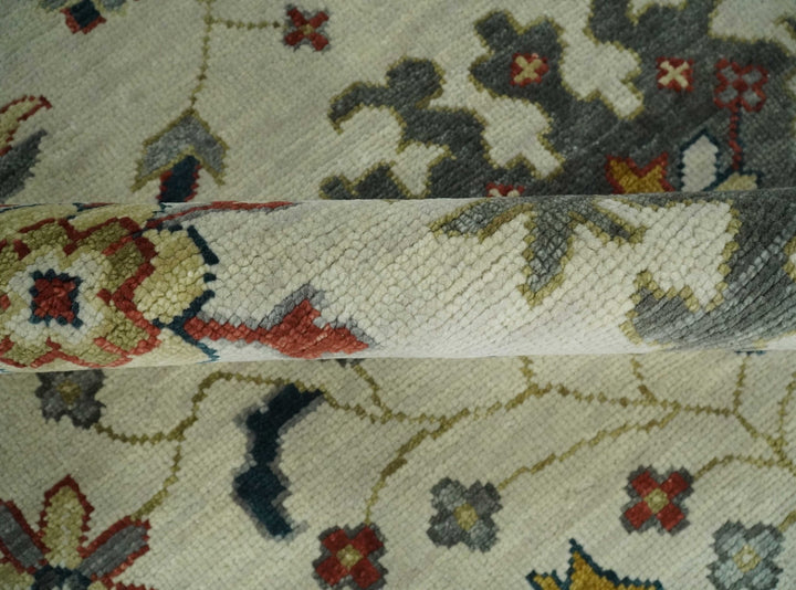 Ivory and Gray Floral Oushak Hand Knotted 5x8, 6x9, 8x10, 9x12, 10x14, 12x15 Persian Wool Area Rug | TRDCP978 - The Rug Decor
