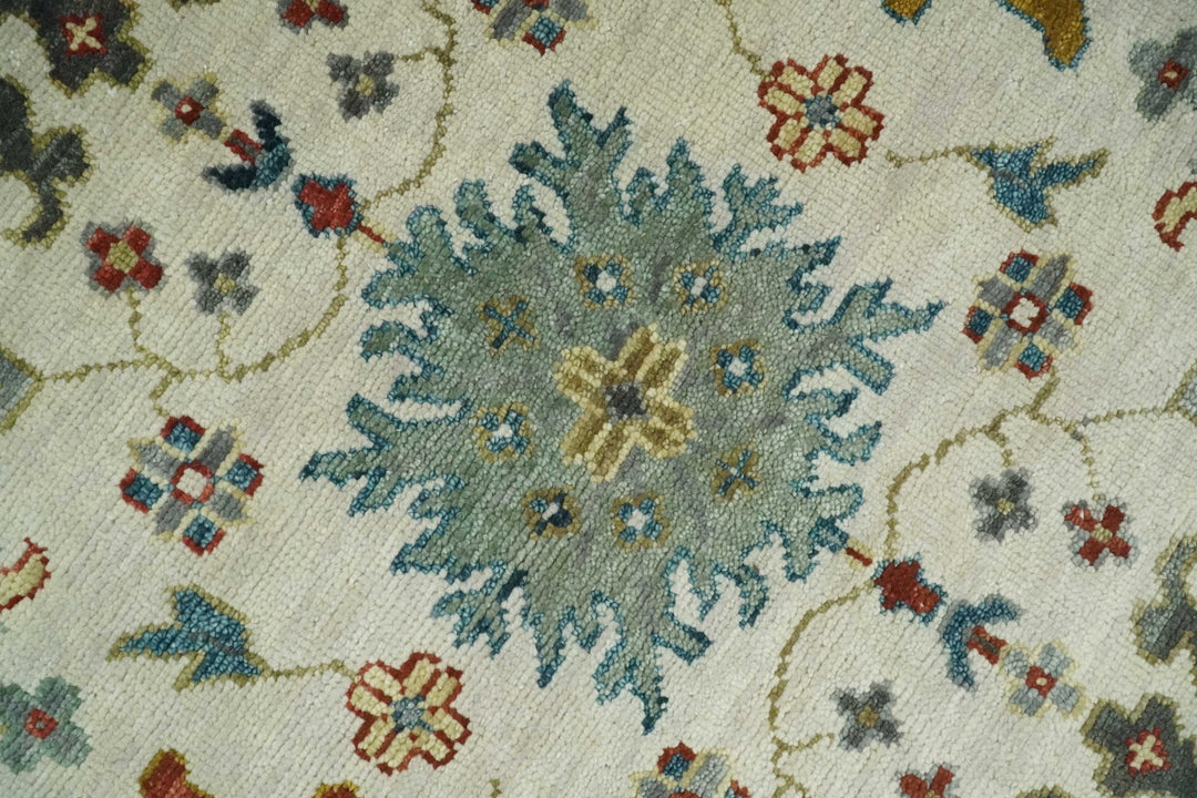 Ivory and Gray Floral Oushak Hand Knotted 5x8, 6x9, 8x10, 9x12, 10x14, 12x15 Persian Wool Area Rug | TRDCP978 - The Rug Decor