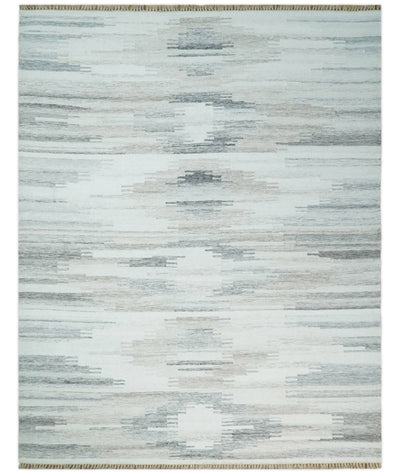 Ivory and Gray Kilim Rug made with fine wool and viscose | SE1 - The Rug Decor