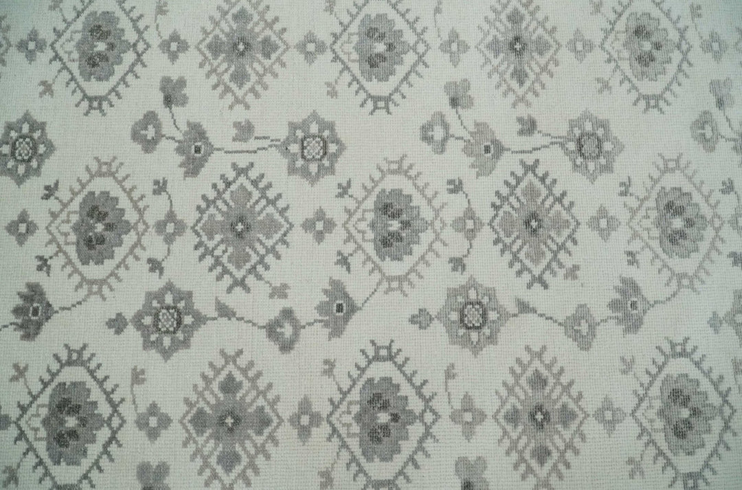 Ivory and Gray Persian 6x9, 8x10 and 9x12 Hand Knotted Traditional Antique Textured Low Pile Wool Rug | TRD54758 - The Rug Decor