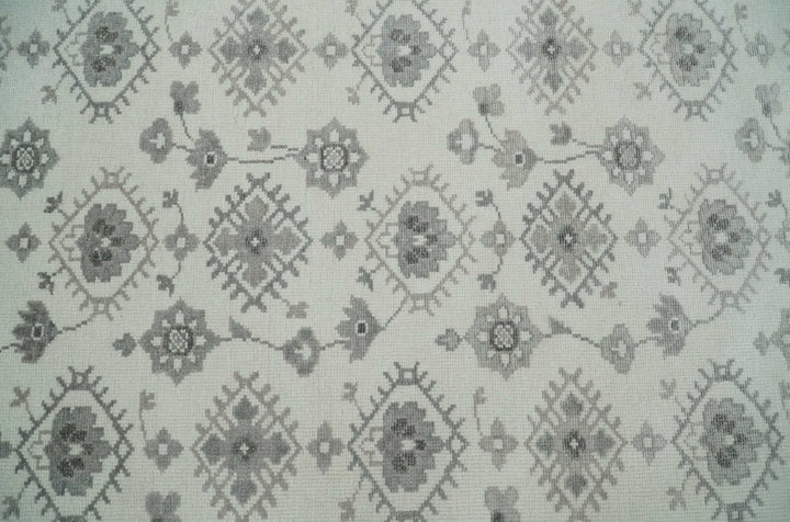 Ivory and Gray Persian 6x9, 8x10 and 9x12 Hand Knotted Traditional Antique Textured Low Pile Wool Rug | TRD54758 - The Rug Decor