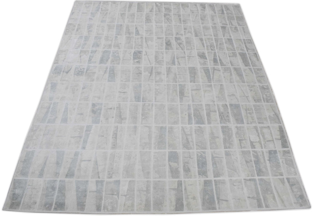 Ivory and White Handmade Area Rug Made With Fine Viscose - The Rug Decor