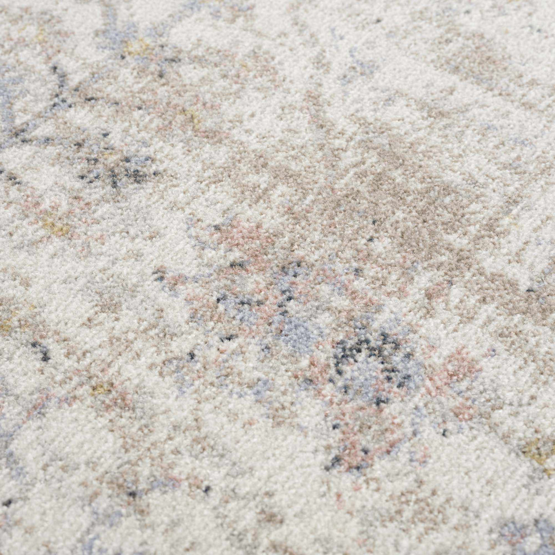 Ivory, Beige, Peach and Charcoal Antique Floral Washable Area Rug - The Rug Decor