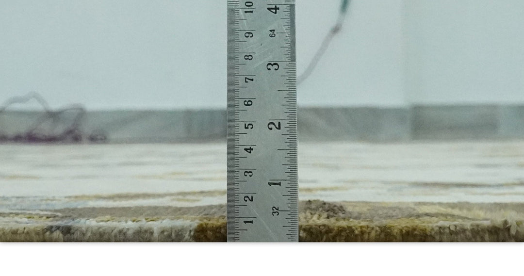 Ivory, Olive and Gray Modern Abstract 6x9 Hand Knotted Bamboo Silk Area Rug - The Rug Decor