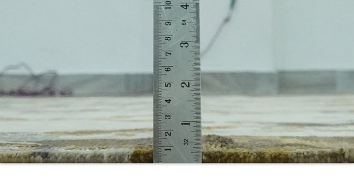 Ivory, Olive and Gray Modern Abstract 6x9 Hand Knotted Bamboo Silk Area Rug - The Rug Decor