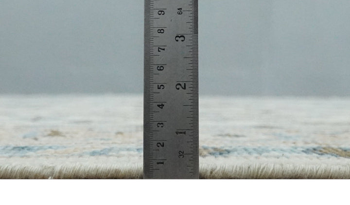 Ivory, Peach and Gray Hand knotted 8x10 Traditional Ikat Design Oushak wool Area Rug - The Rug Decor