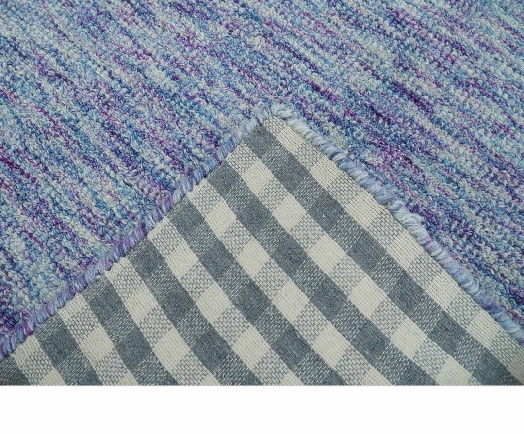 Ivory, Purple and Blue Abstract Solid Hand Tufted 2x3, 3x5, 5x8, 6x9, 8x10 and 9x12 Natural Wool Area Rug | UL56 - The Rug Decor