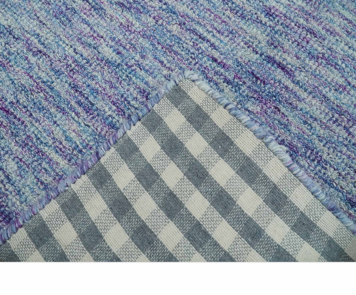 Ivory, Purple and Blue Abstract Solid Hand Tufted 2x3, 3x5, 5x8, 6x9, 8x10 and 9x12 Natural Wool Area Rug | UL56 - The Rug Decor