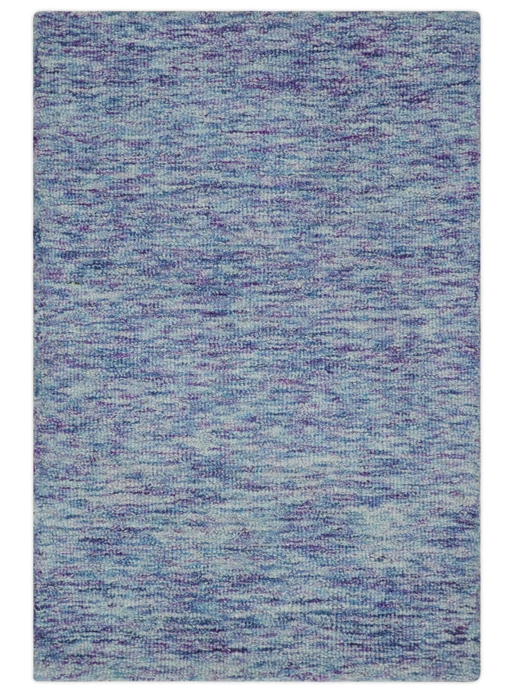 Ivory, Purple and Blue Abstract Solid Hand Tufted 2x3, 3x5, 5x8, 6x9, 8x10 and 9x12 Natural Wool Area Rug | UL56 - The Rug Decor
