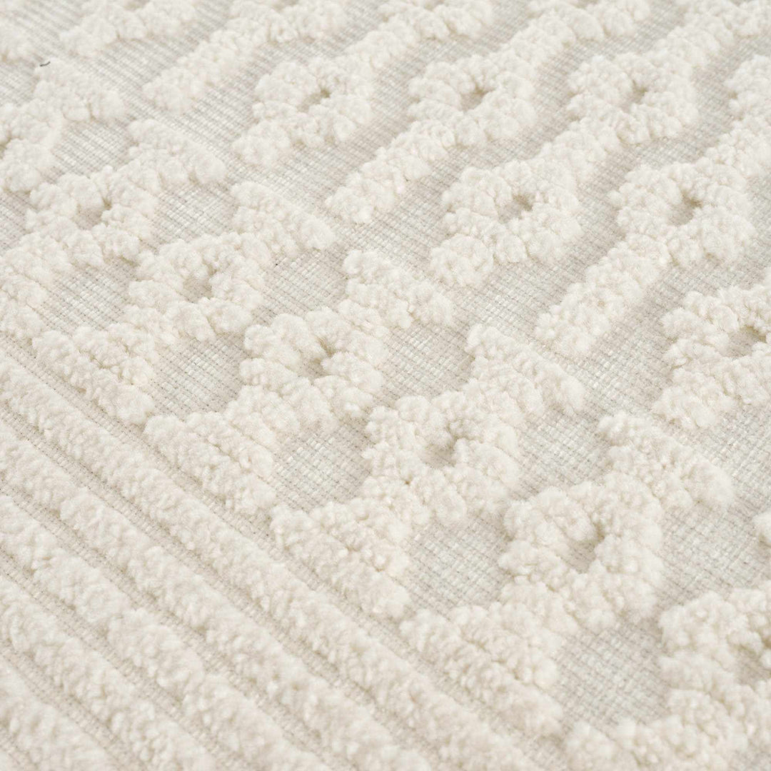 Ivory Texture Tribal Trellis Washable High Low Pile Area Rug - The Rug Decor