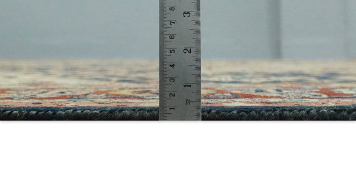 Large 8x10 Fine Hand Knotted Blue and Rust Traditional Vintage Heriz Serapi Antique Wool Rug | TRDCP479810 - The Rug Decor