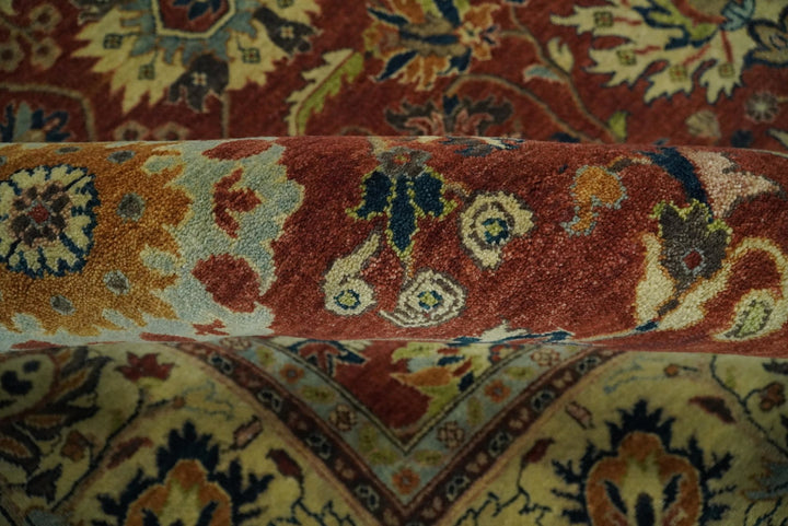 Large 8x10 Fine Hand Knotted Rust and Ivory Traditional Vintage Persian Style Mahal Antique Wool Rug | TRDCP468810 - The Rug Decor