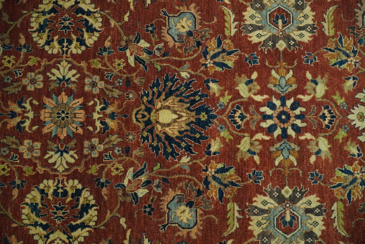 Large 8x10 Fine Hand Knotted Rust and Ivory Traditional Vintage Persian Style Mahal Antique Wool Rug | TRDCP468810 - The Rug Decor