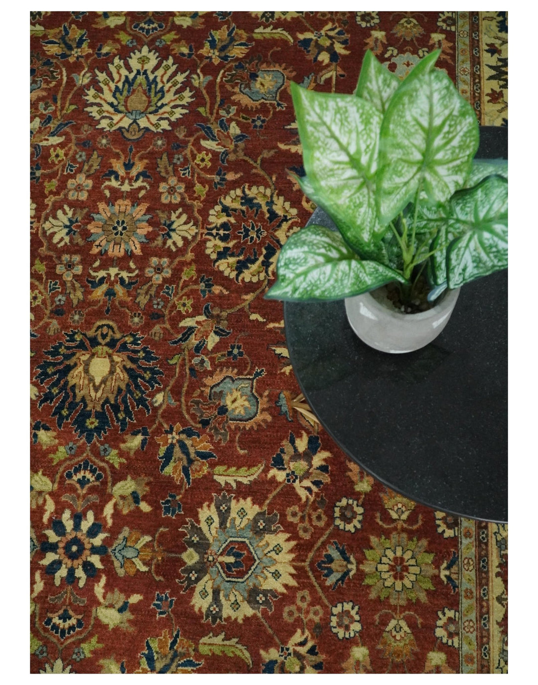 Large 8x10 Fine Hand Knotted Rust and Ivory Traditional Vintage Persian Style Mahal Antique Wool Rug | TRDCP468810 - The Rug Decor