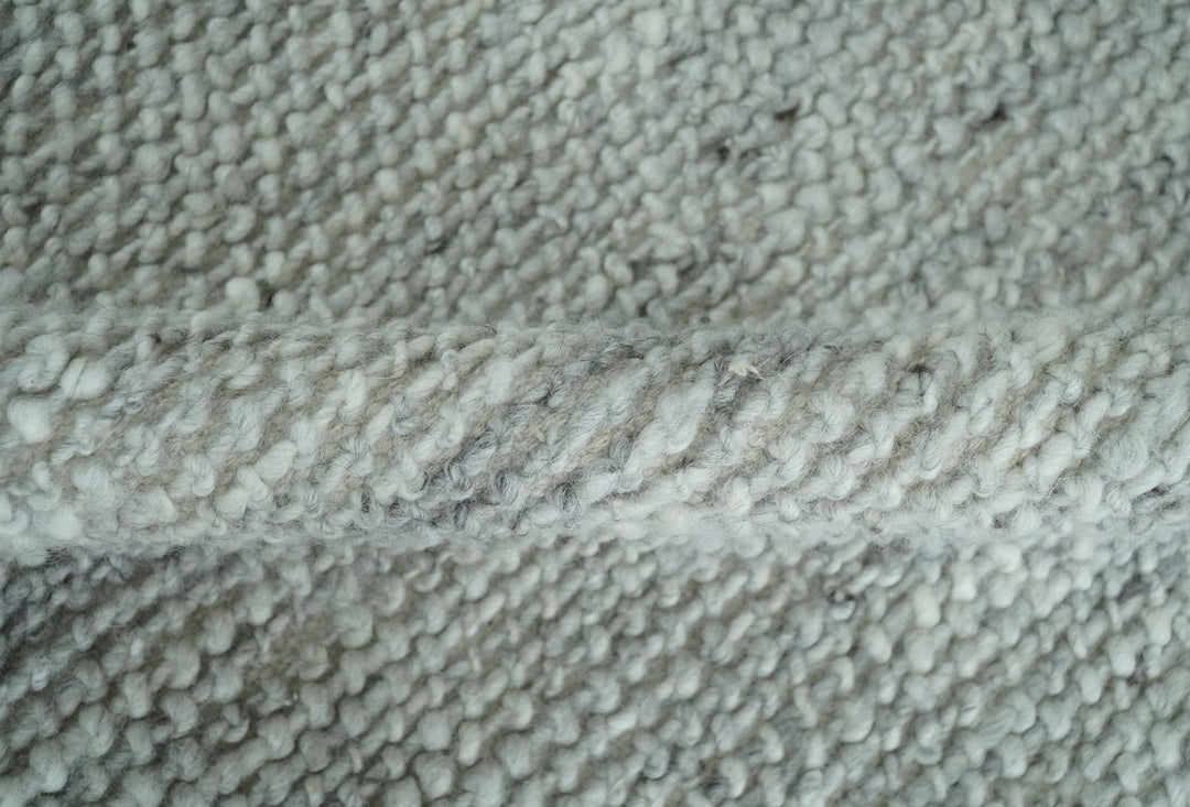 Large 8x13 Modern Contemporary Solid Silver Hand Knotted Wool Area Rug - The Rug Decor