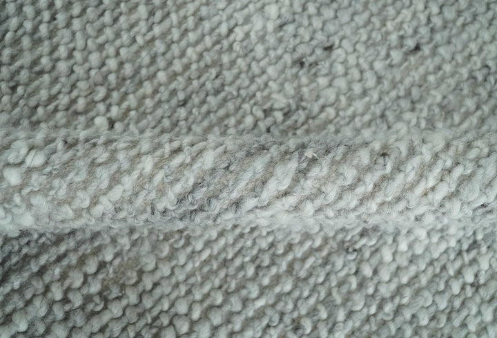 Large 8x13 Modern Contemporary Solid Silver Hand Knotted Wool Area Rug - The Rug Decor