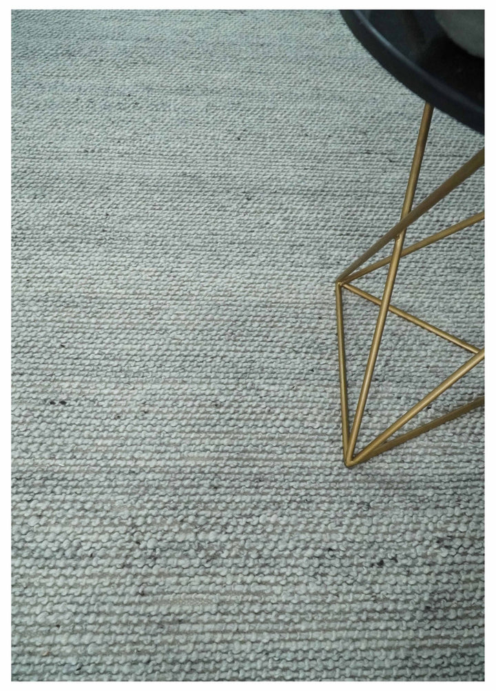 Large 8x13 Modern Contemporary Solid Silver Hand Knotted Wool Area Rug - The Rug Decor