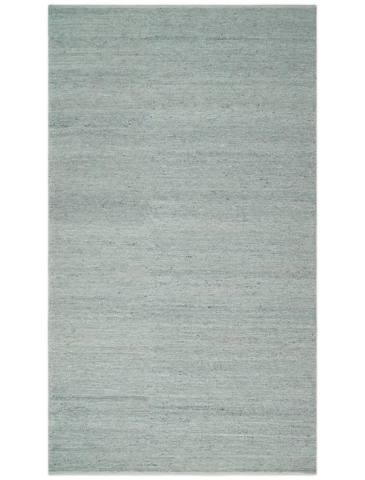 Large 8x13 Modern Contemporary Solid Silver Hand Knotted Wool Area Rug - The Rug Decor