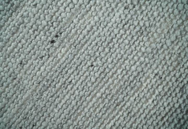 Large 8x13 Modern Contemporary Solid Silver Hand Knotted Wool Area Rug - The Rug Decor